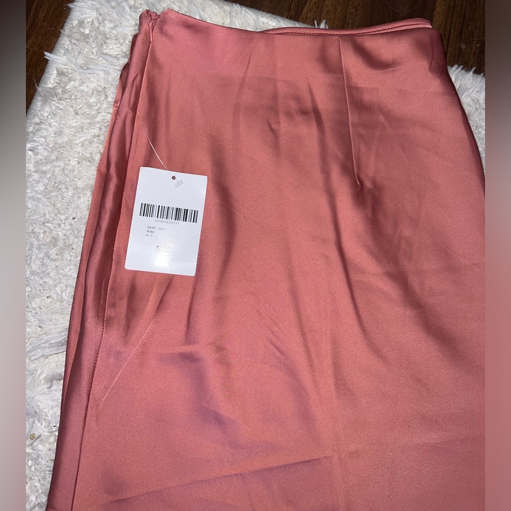 NWT midi rose colored satin skirt